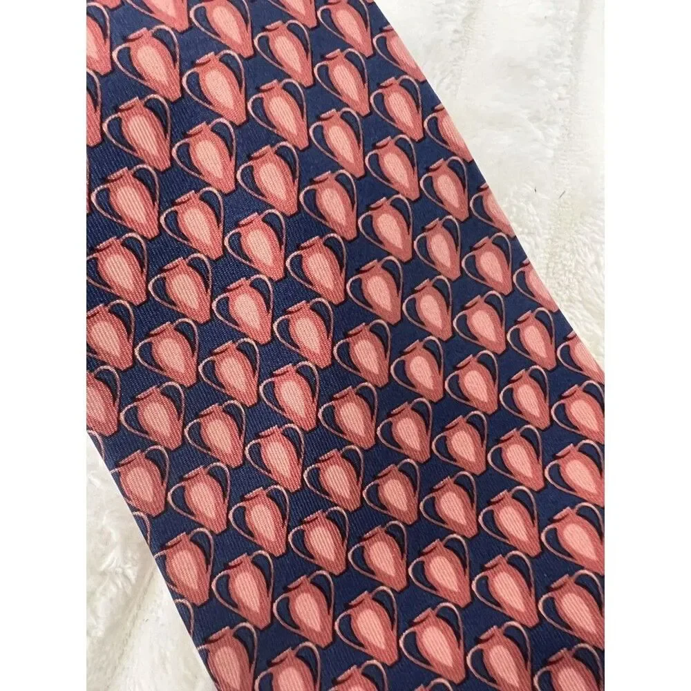 Gucci Tie Men’s Pink And Navy Pottery Pattern Silk Italy